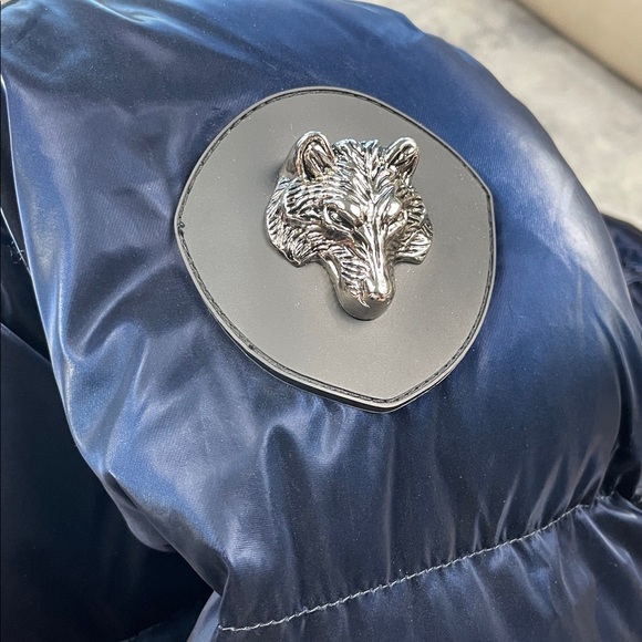 New Woodpecker Penguin Long Coat Puffer Jacket All Wet Navy Metallic Quilt Sz S - Picture 16 of 16